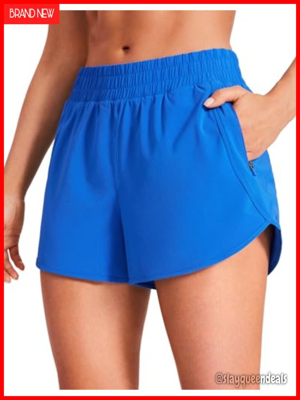 CRZ YOGA Athletic Running Shorts High Rise 3" Inseam with Liner & Zip Pocket